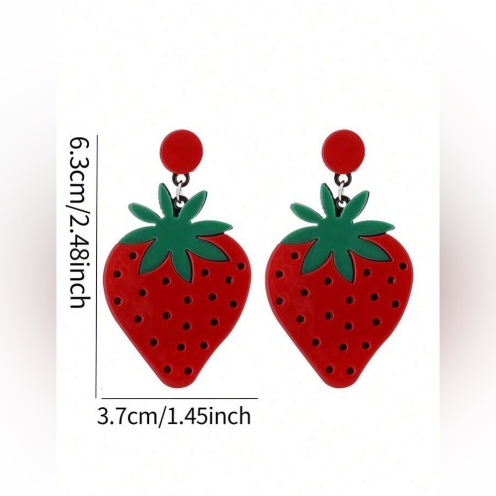 Beautiful Acrylic Strawberry Earrings - Picture 4 of 4